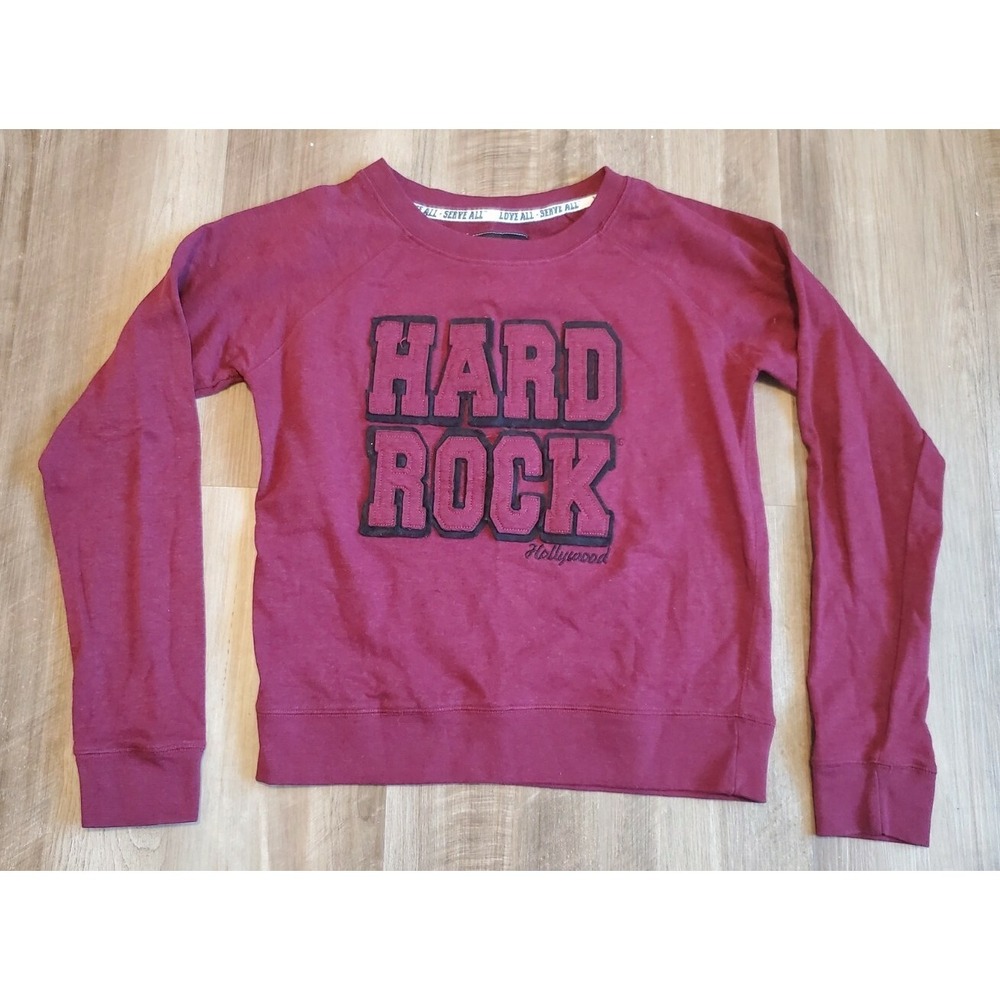 Hard Rock Cafe Hollywood Womens Size Medium Sweatshirt Pullover Embroidered Logo